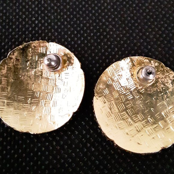 Cloisonne Enamel Button Earrings - Picture 4 of 7